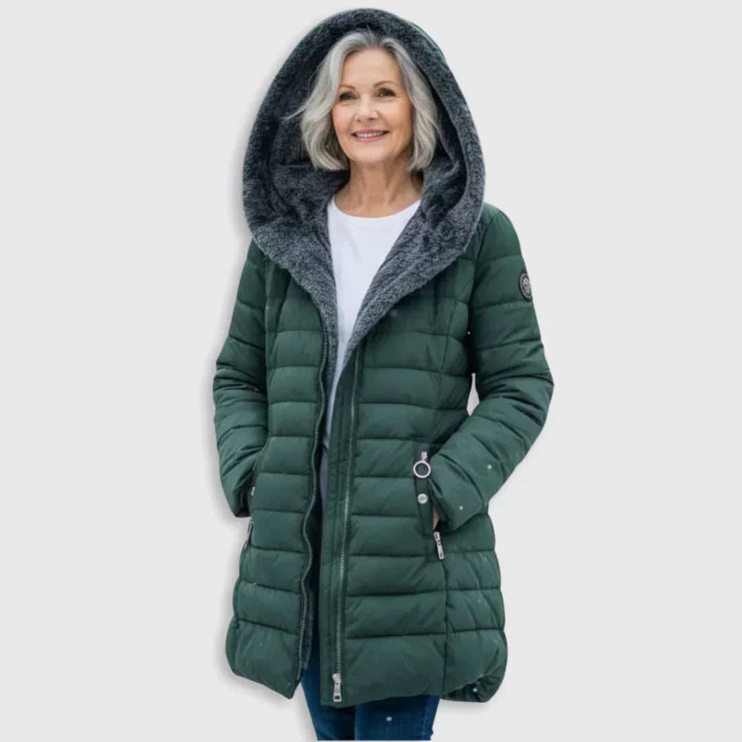 Samianea - Long Hooded Puffer Coat With Pockets