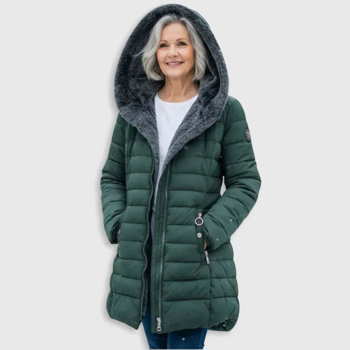 Samianea - Long Hooded Puffer Coat With Pockets