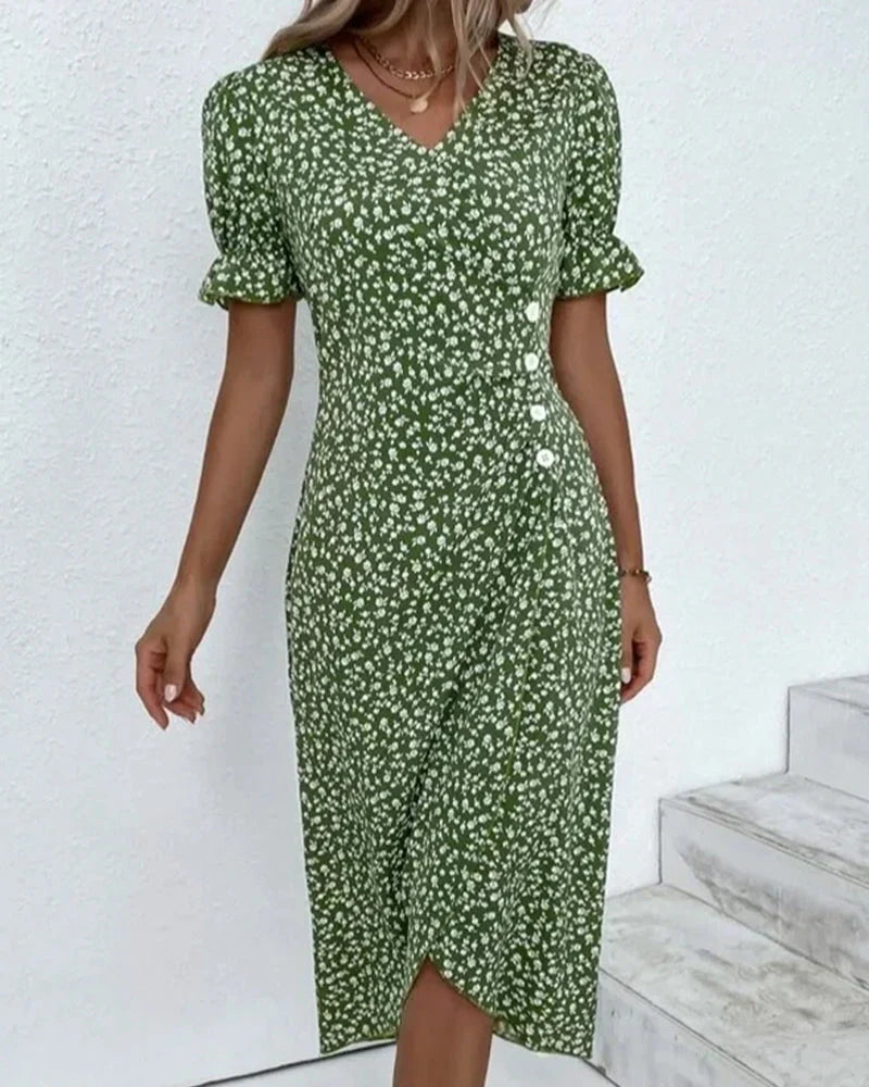 Tine - Short Sleeve Floral Print Dress