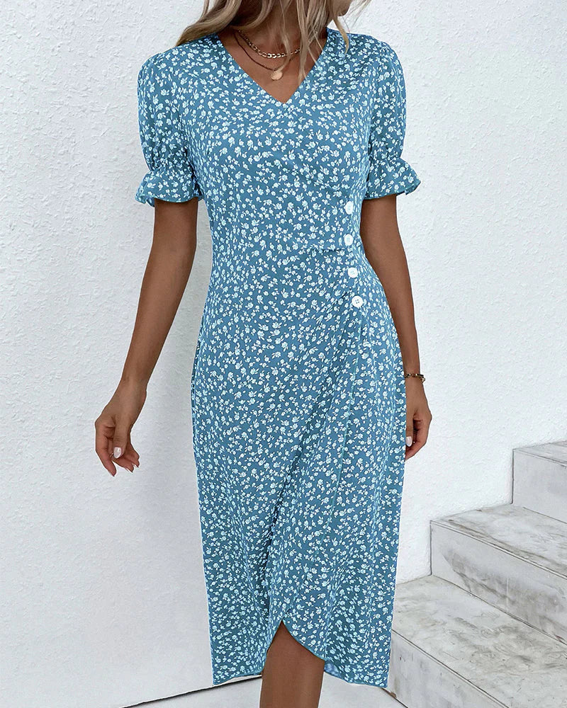 Tine - Short Sleeve Floral Print Dress