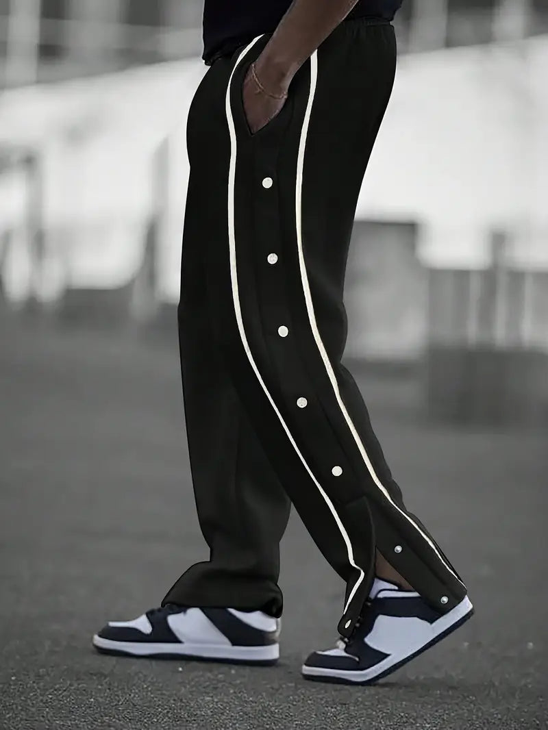 Mendis - Casual Sport Straight-Leg Pant With Snap Button