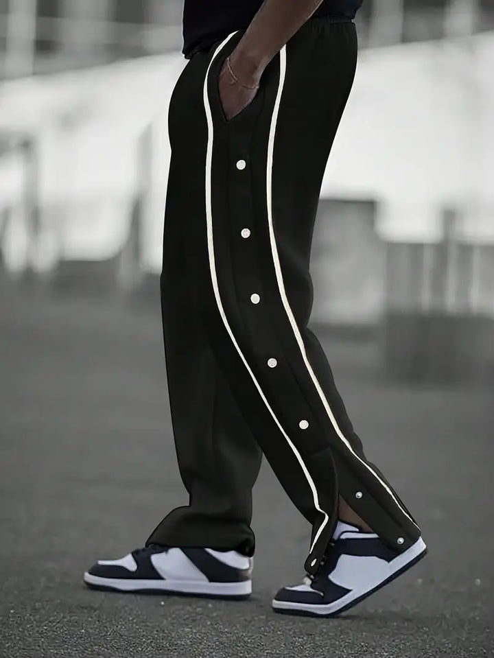 Mendis - Casual Sport Straight-Leg Pant With Snap Button