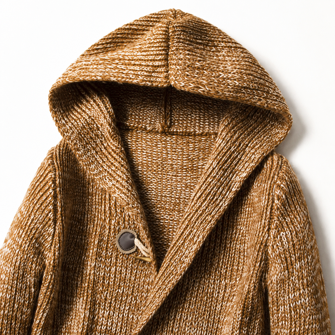 Astrenuza - Hooded Longline Cardigan With Toggles