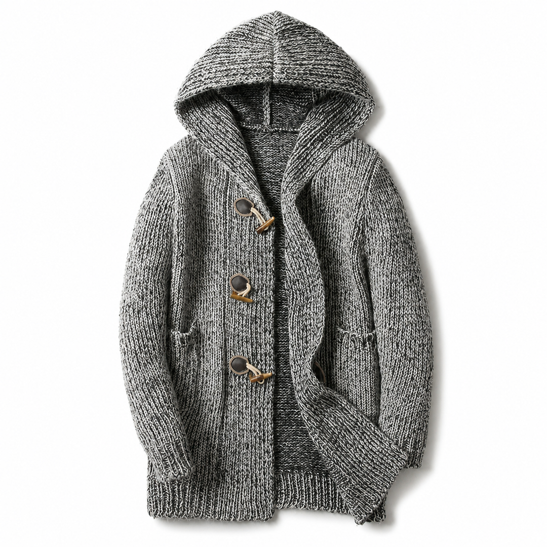 Astrenuza - Hooded Longline Cardigan With Toggles