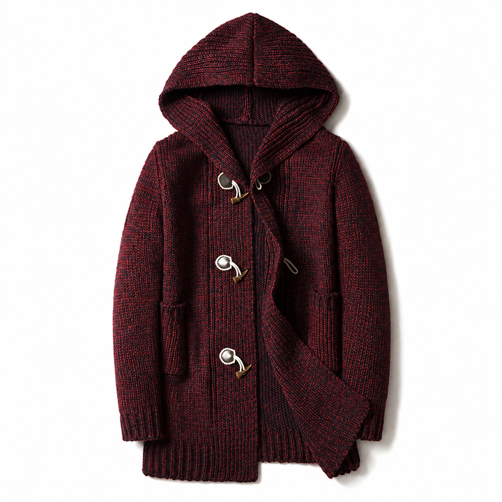 Astrenuza - Hooded Longline Cardigan With Toggles
