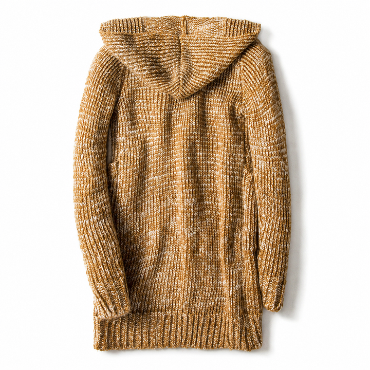 Astrenuza - Hooded Longline Cardigan With Toggles