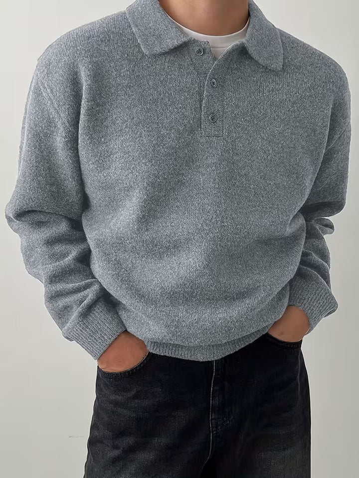 Pascmund - Long Sleeve Button Up Knit Sweater