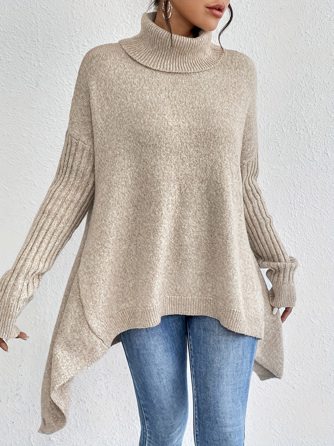 Tahlia - Matthias - Casual Asymmetrical Hem Hooded T-Shirt