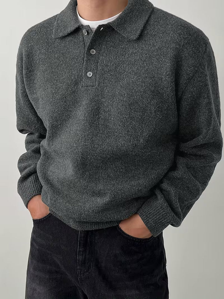 Pascmund - Long Sleeve Button Up Knit Sweater
