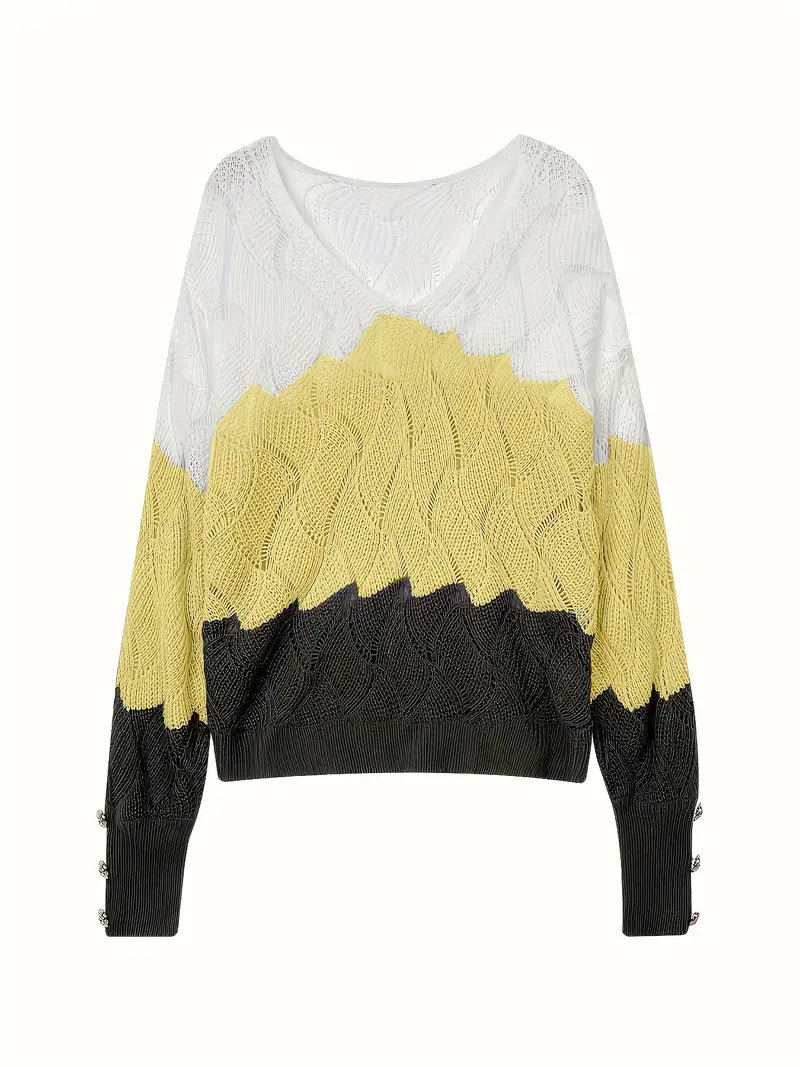 Renilda - Elegant V-Neck Knitted Sweater
