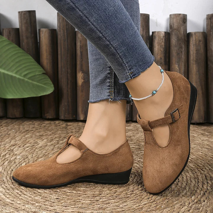 Nannie - Comfortable Orthopedic Moccasins With Buckle