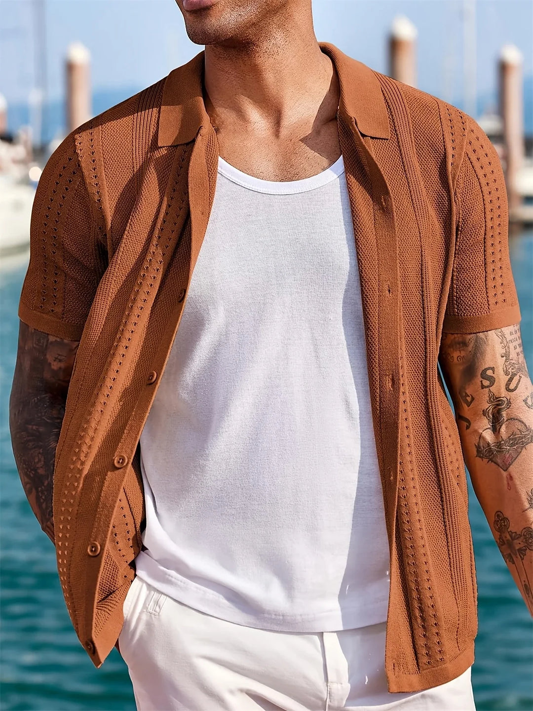 Semyon - Fashionable Intricate Pattern Knitted Shirt