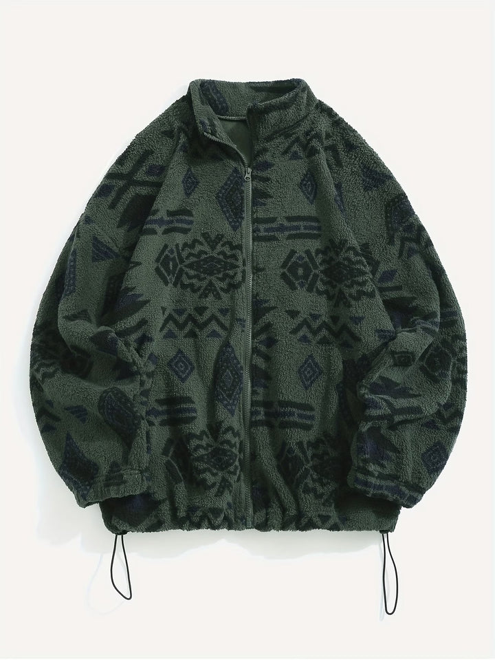 Anelalina - Long Sleeve Geometric Print Jacket