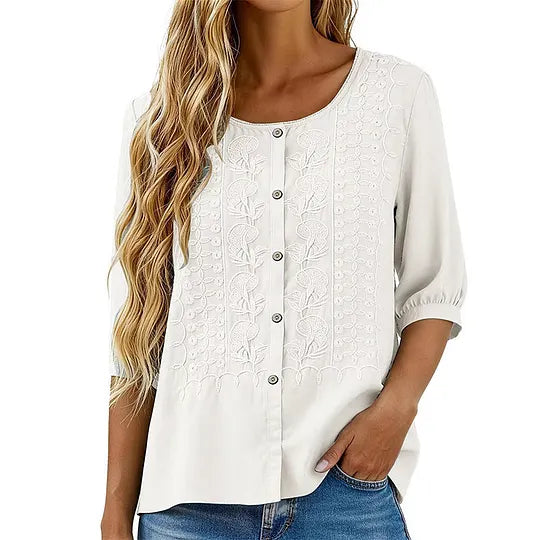 Andreza - Cotton Blouse With Button
