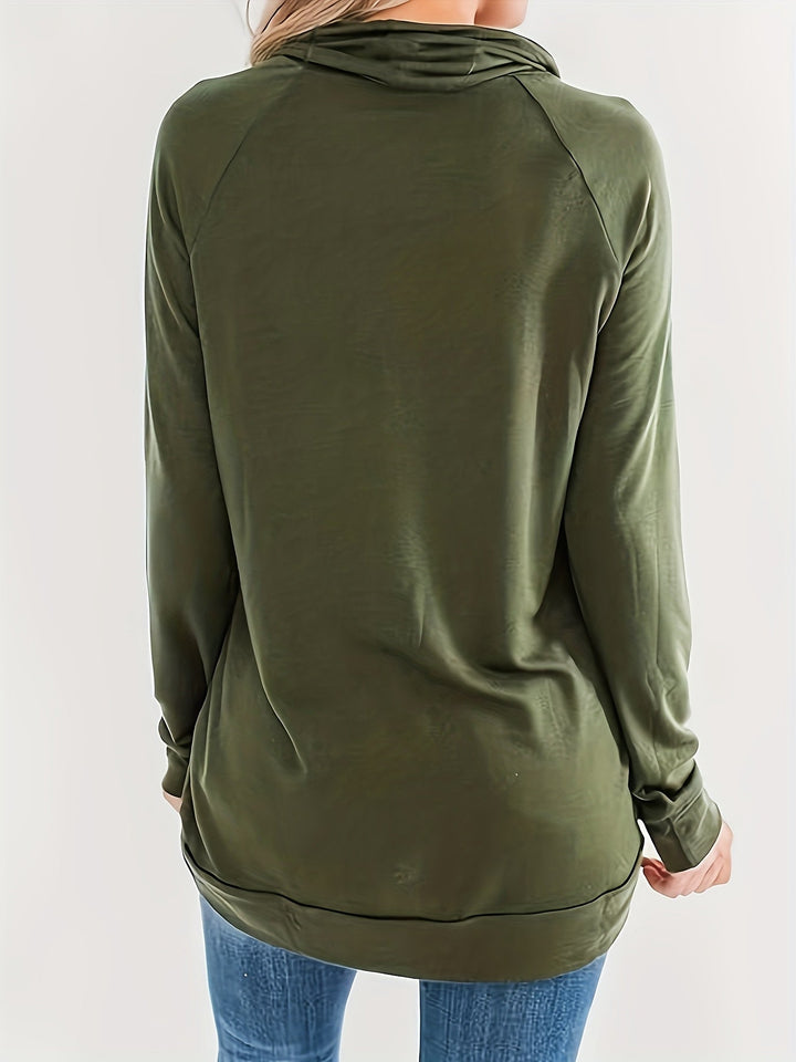 Renaia - Turtleneck Long Sleeve Hooded Sweater