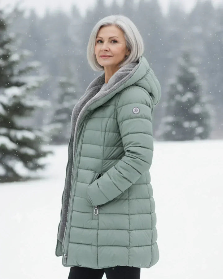 Samianea - Long Hooded Puffer Coat With Pockets