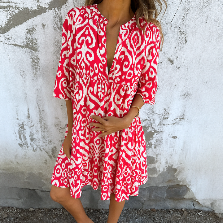 Shaffer - Elegant Dress With V-Neck