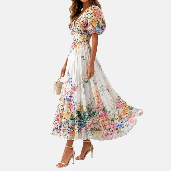 Kirina - Floral Print Wrap Midi Dress