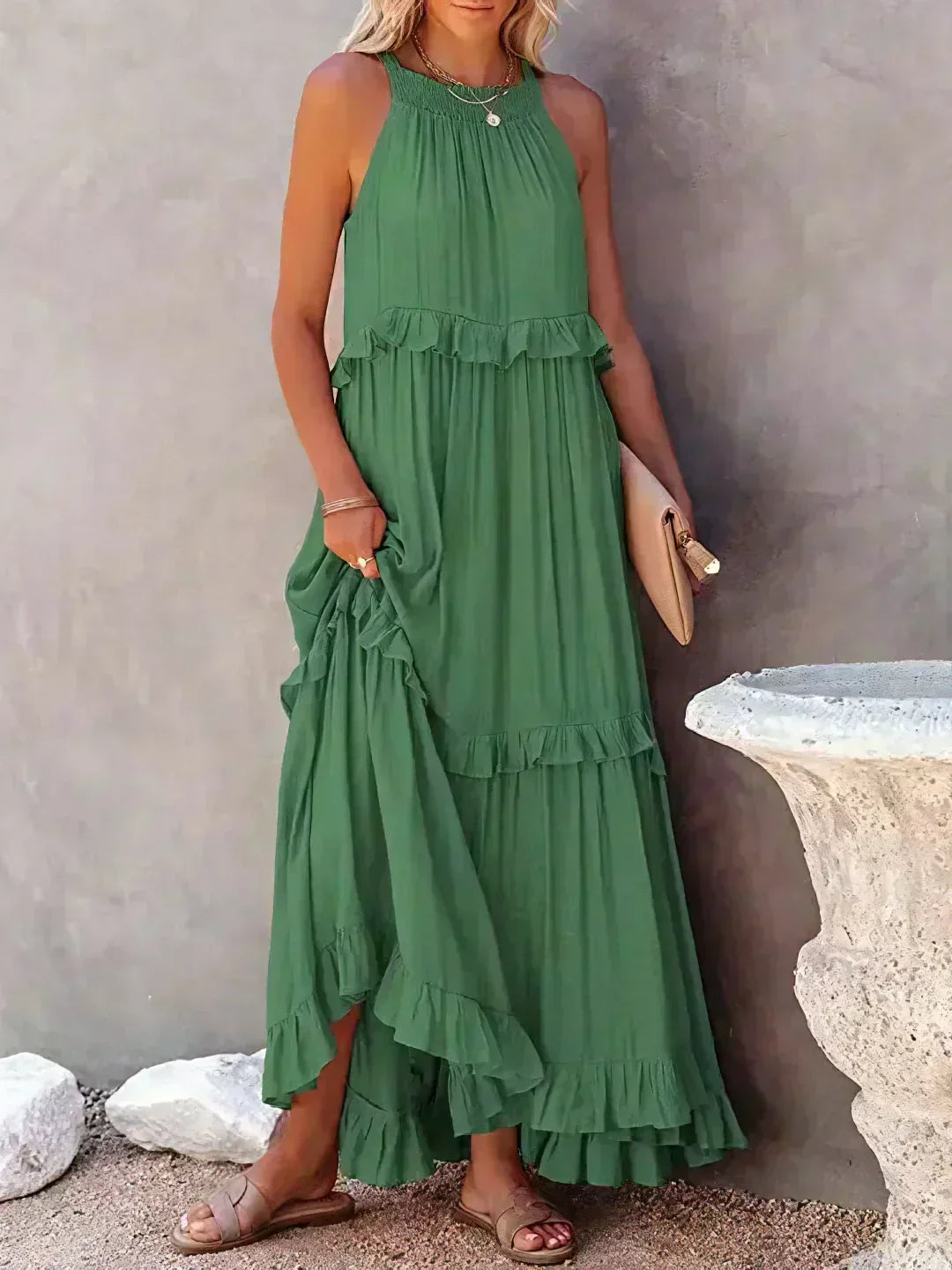 Hayley - Elegent Sleeveless Dress With Ruffle