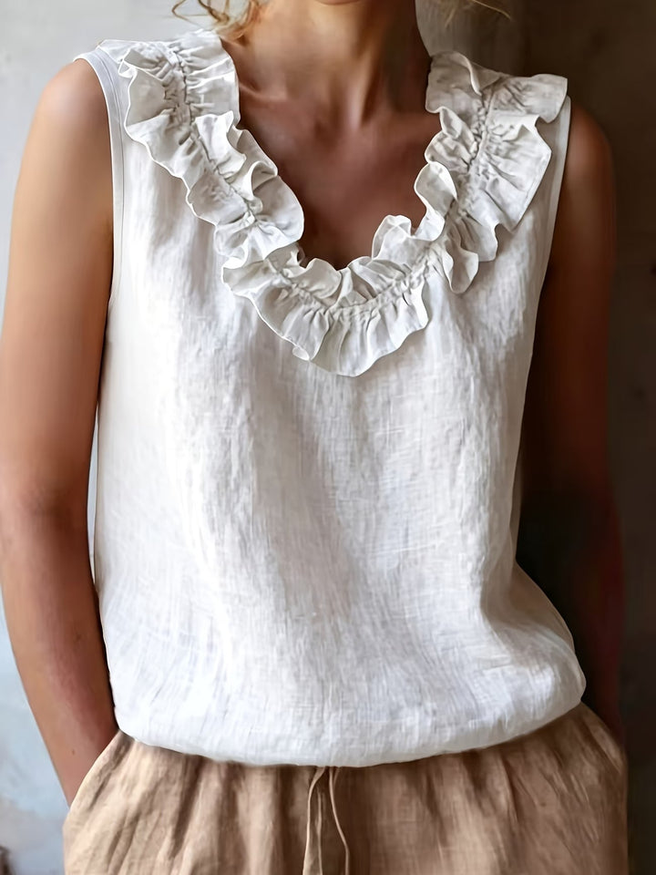 Safiya - Sleeveless Ruffle Neck Blouse
