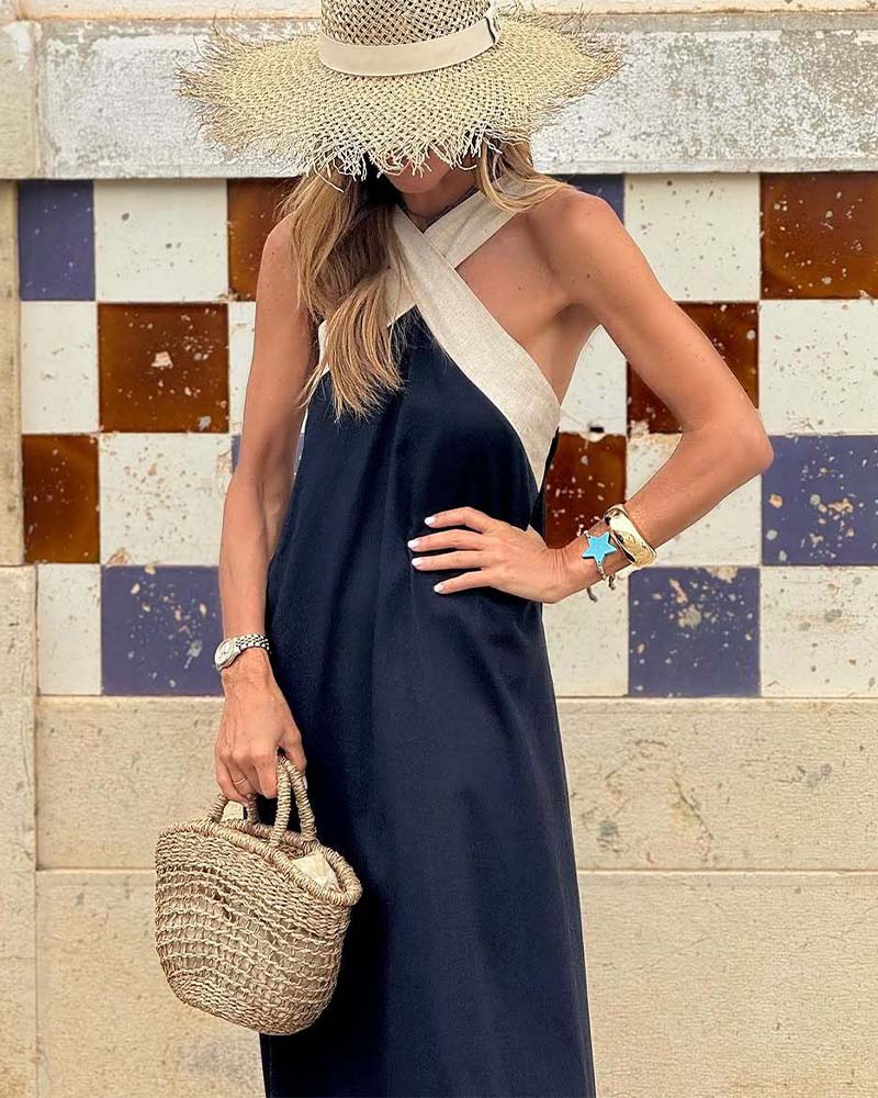Giana - Elegant Backless Dress With Crossover Neck