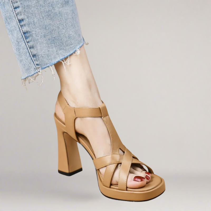 Stephens - Handcrafted Faux Leather Sandals With High Heel