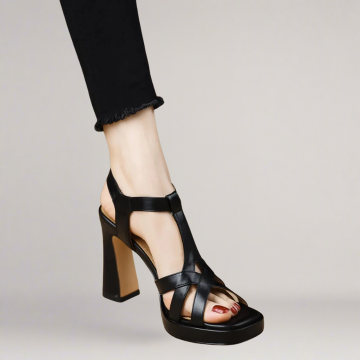 Stephens - Handcrafted Faux Leather Sandals With High Heel