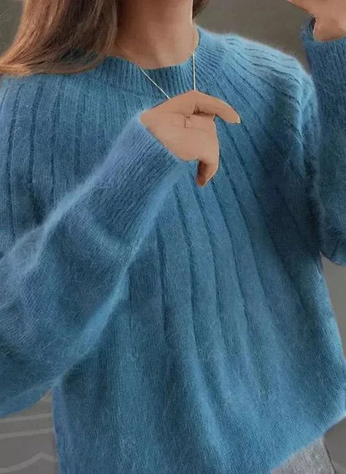 Shereen - Round Neck Fluffy Sweater