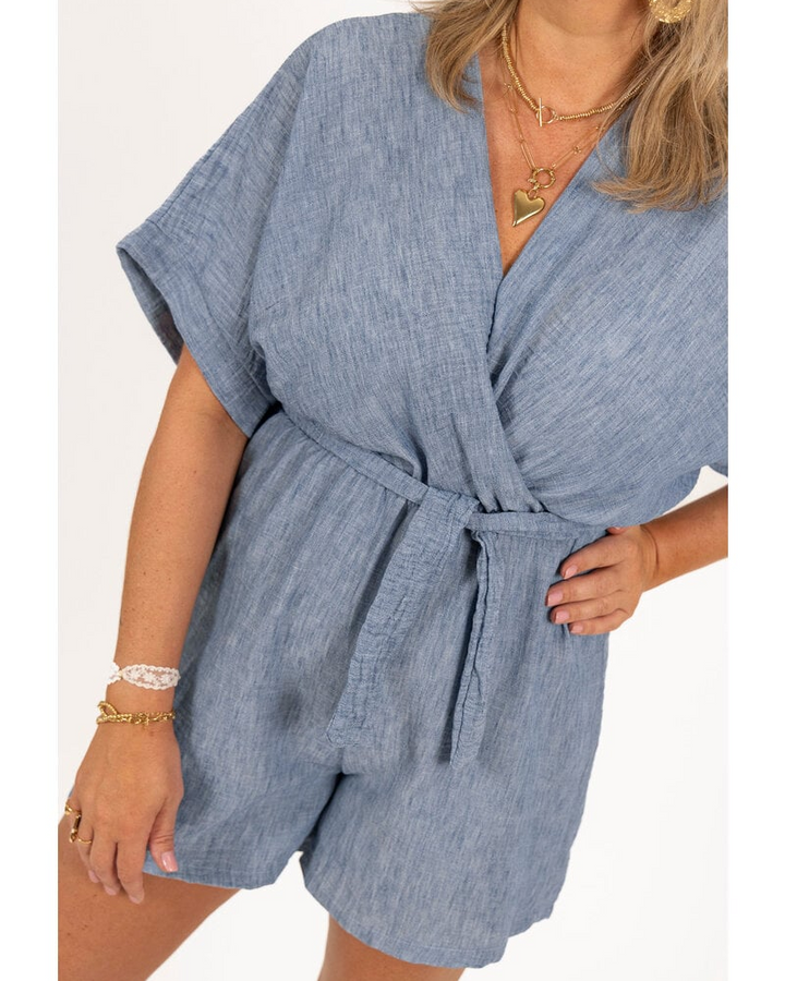 Lerusik - Linen Short Sleeve Playsuit