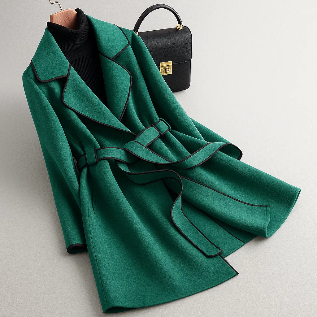 Aitana - Lapel Collar Trench Coat With Belt Tie