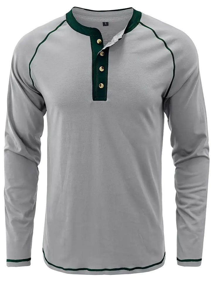 Sharma - Long Sleeve Crew Neck Henley Shirt