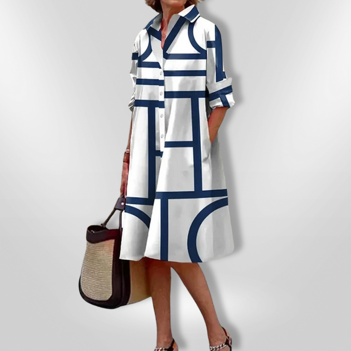 Lynna - Casual Midi Dress With Pockets And Button