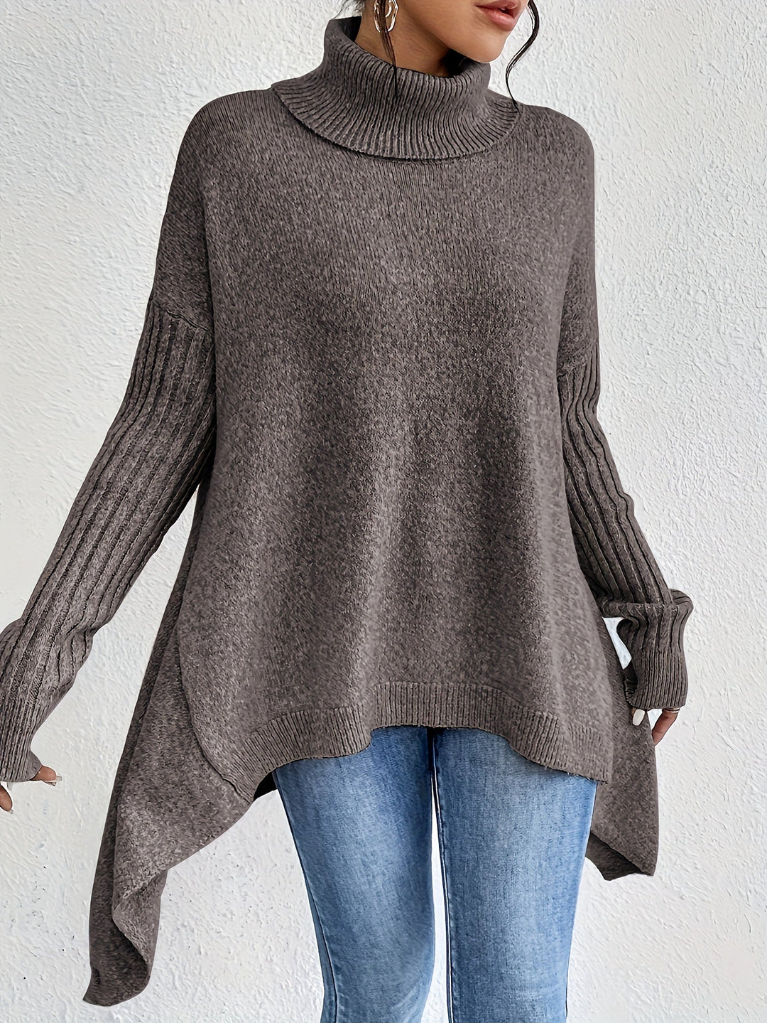 Tahlia - Matthias - Casual Asymmetrical Hem Hooded T-Shirt