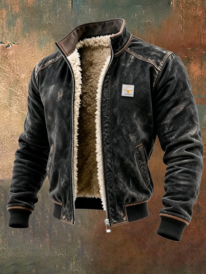 Neesham - Vintage Suede Splicing Warm Multi-Pocket Outdoor Jacket