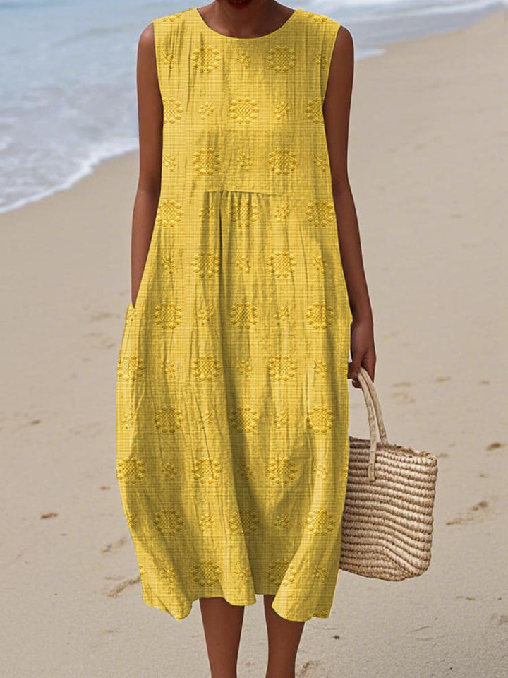 Aikaterini - Elegant Sleeveless Cotton Pocket Dress