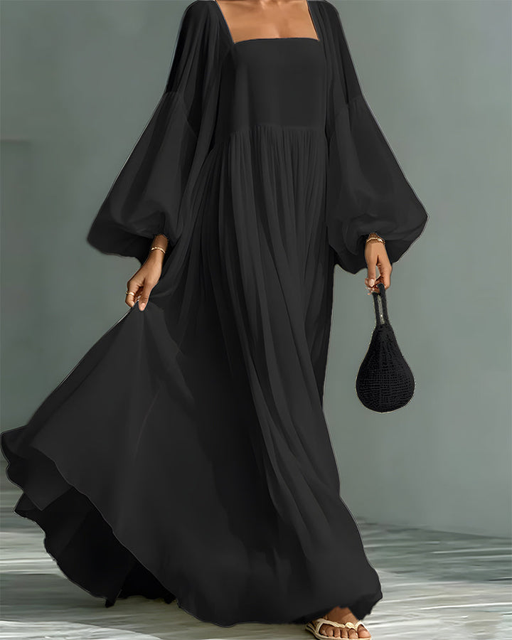 Nunila - Square Neckline Fairy Maxi Dress