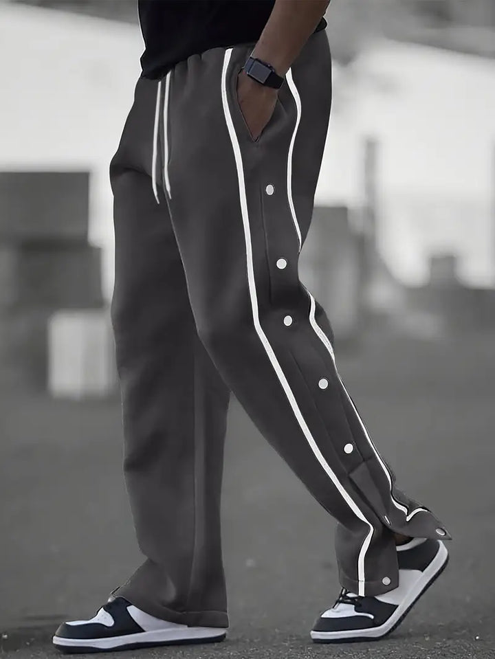 Mendis - Casual Sport Straight-Leg Pant With Snap Button