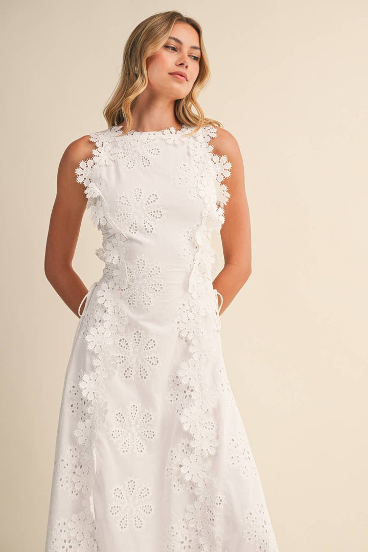 Azalia - Sleeveless Embroidered Floral Maxi Dress