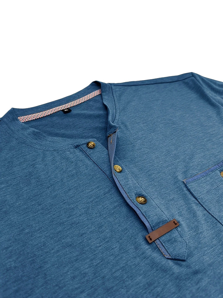 Saxon - Elegant Round Neck T Shirt With Pocket