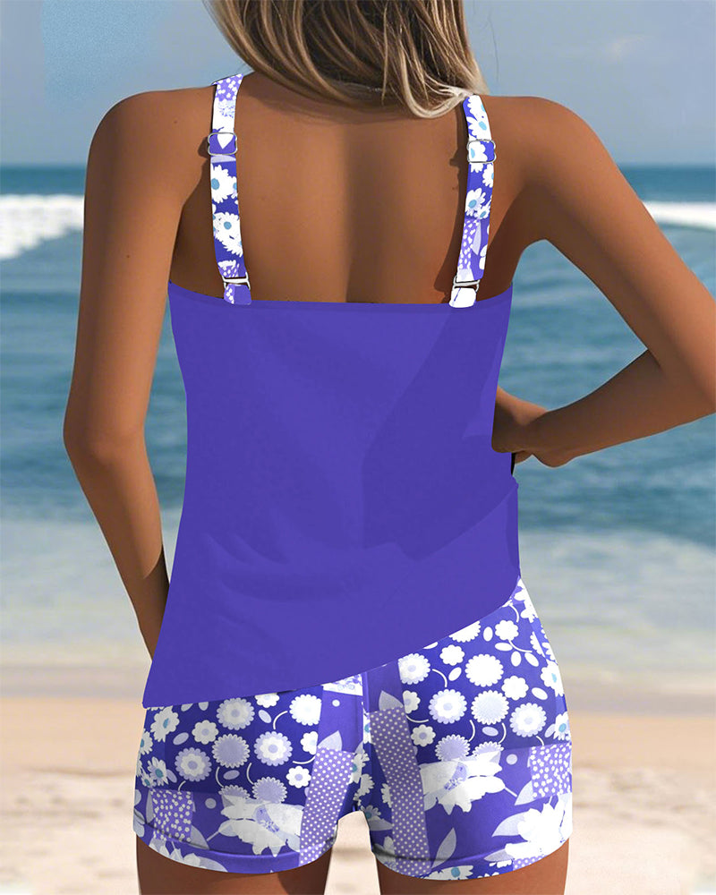 Maritta - Linen Printed Swimsuit
