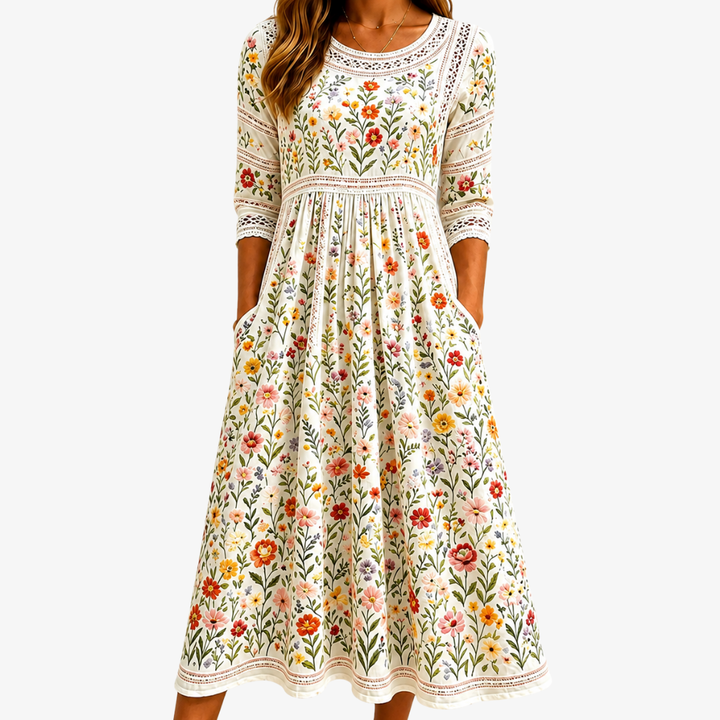 Dahlouza - Flower Meadow Charm Midi Dress