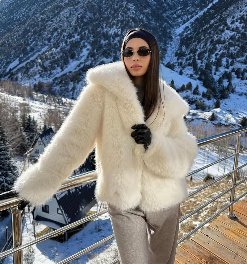 Jovalica - Faux Fur Oversized Long Sleeve Jacket
