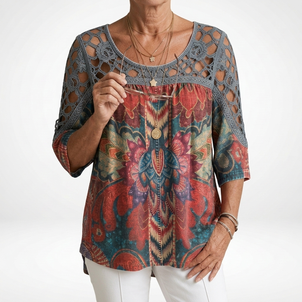 Steven - Bohemian Ethnic Print Blouse