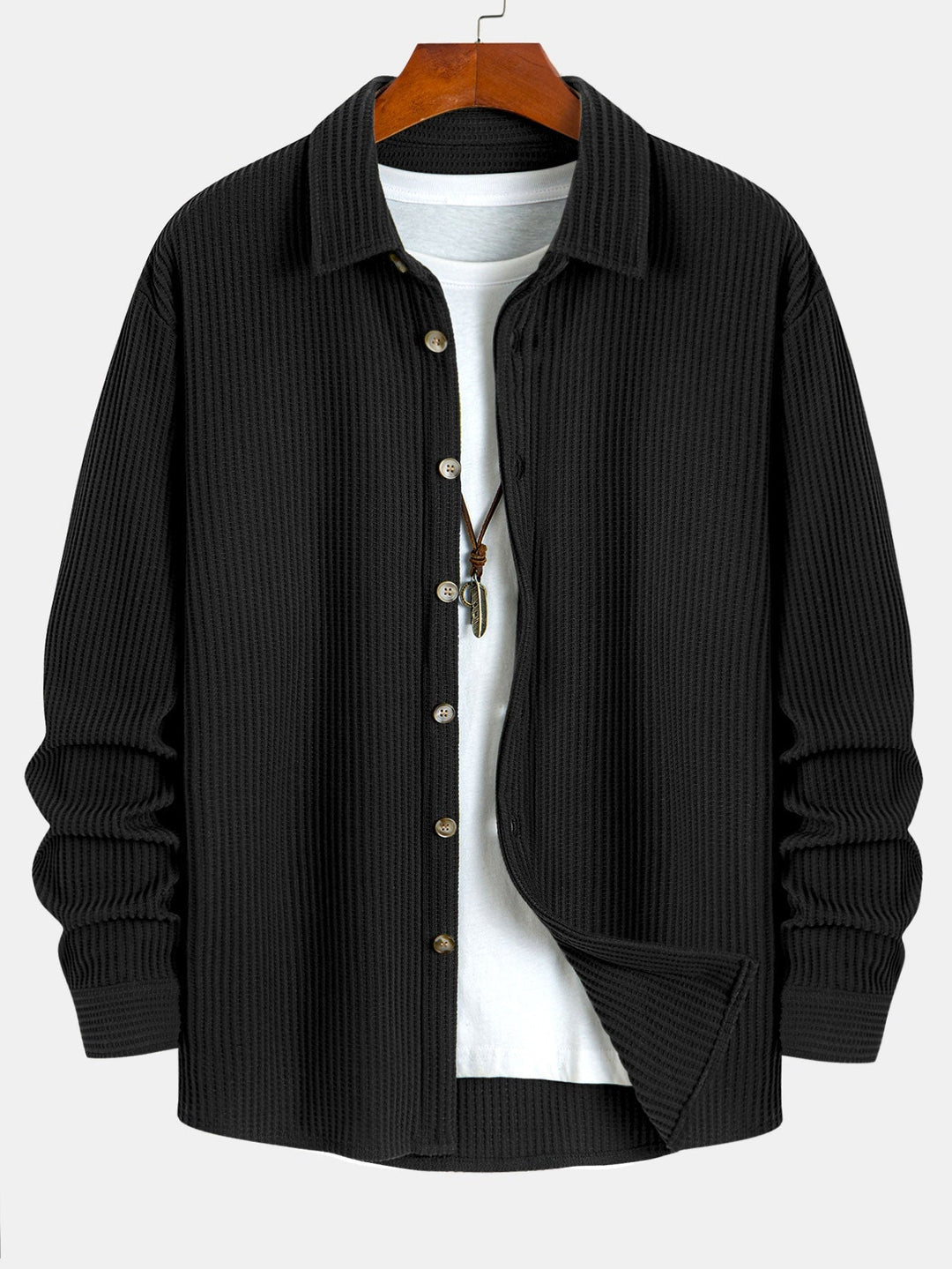 Hadrian - Long Sleeve Shirt With Waffle Texture