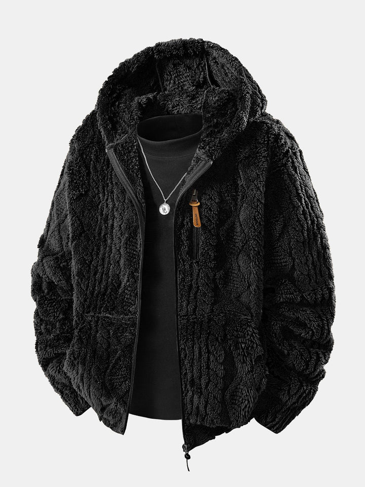 Alonzo - Geometric Jacquard Teddy Hoodie