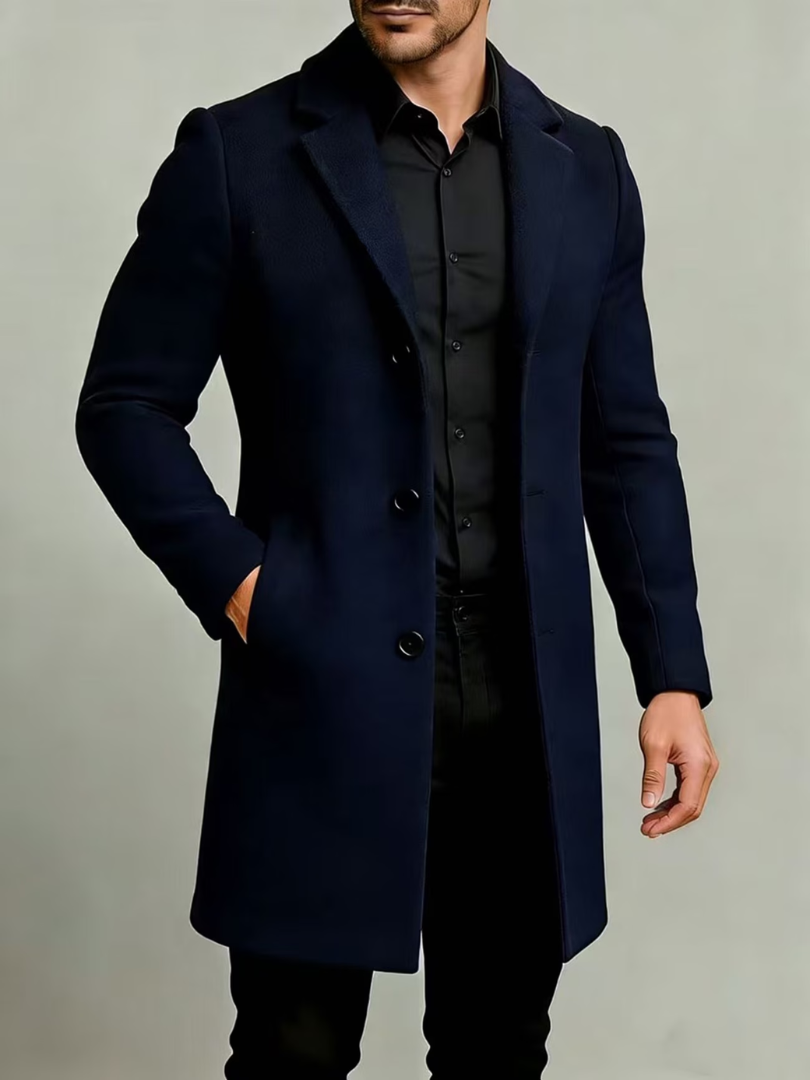 Adelilenna - Button Up Long Sleeve Lapel Coat