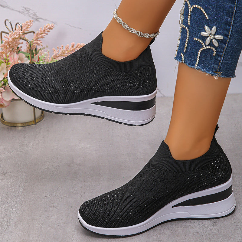 Loretha - Orthopedic Wedge Sneakers With Mesh Crystal