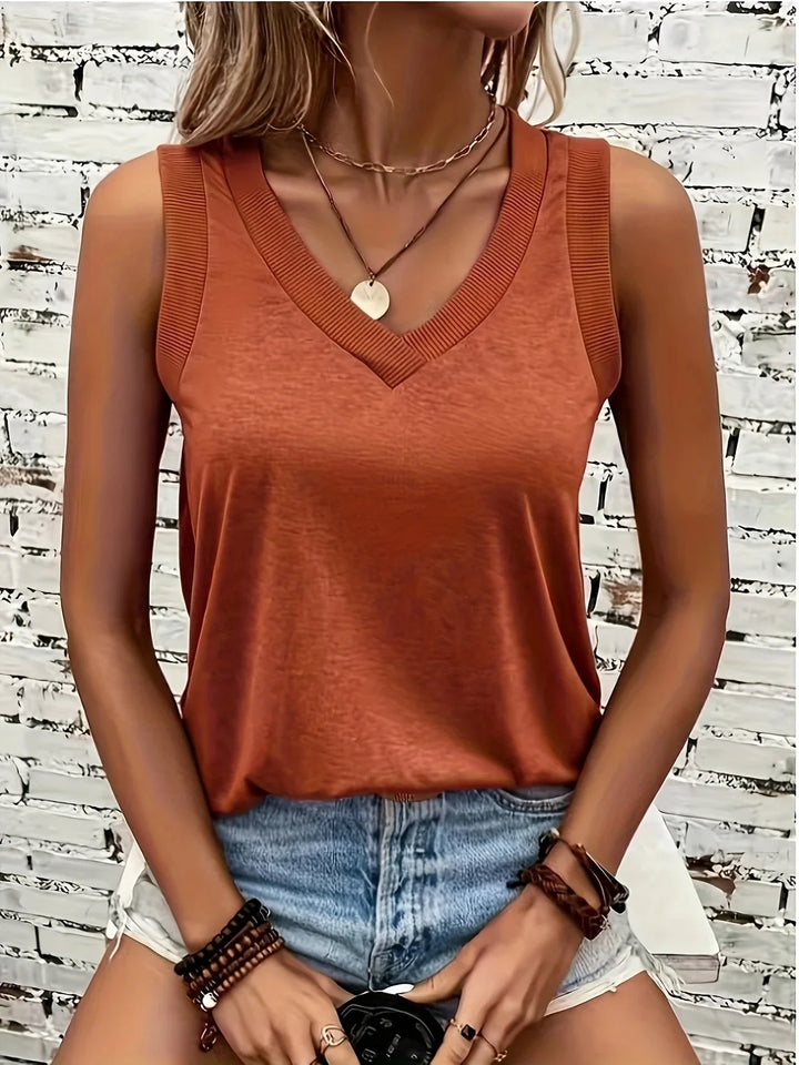 Analia - Breathable V-Neck And Sleeveless Top
