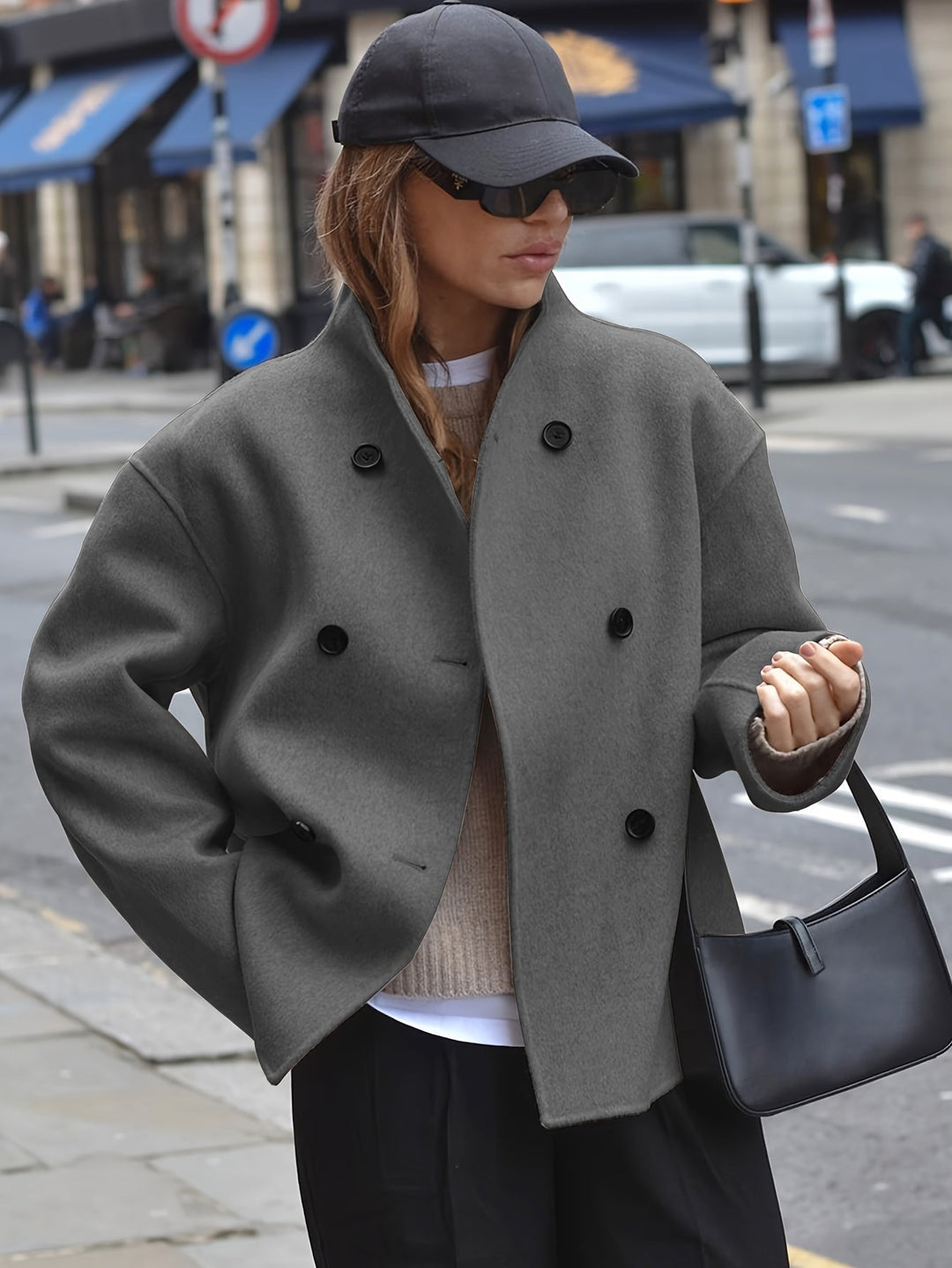 Deanne - Elegant Double Breasted Beige Coat