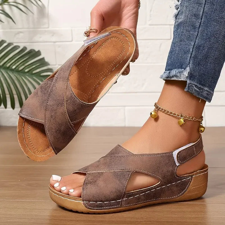 Clarisa - Cross Strap Wedge Sandal